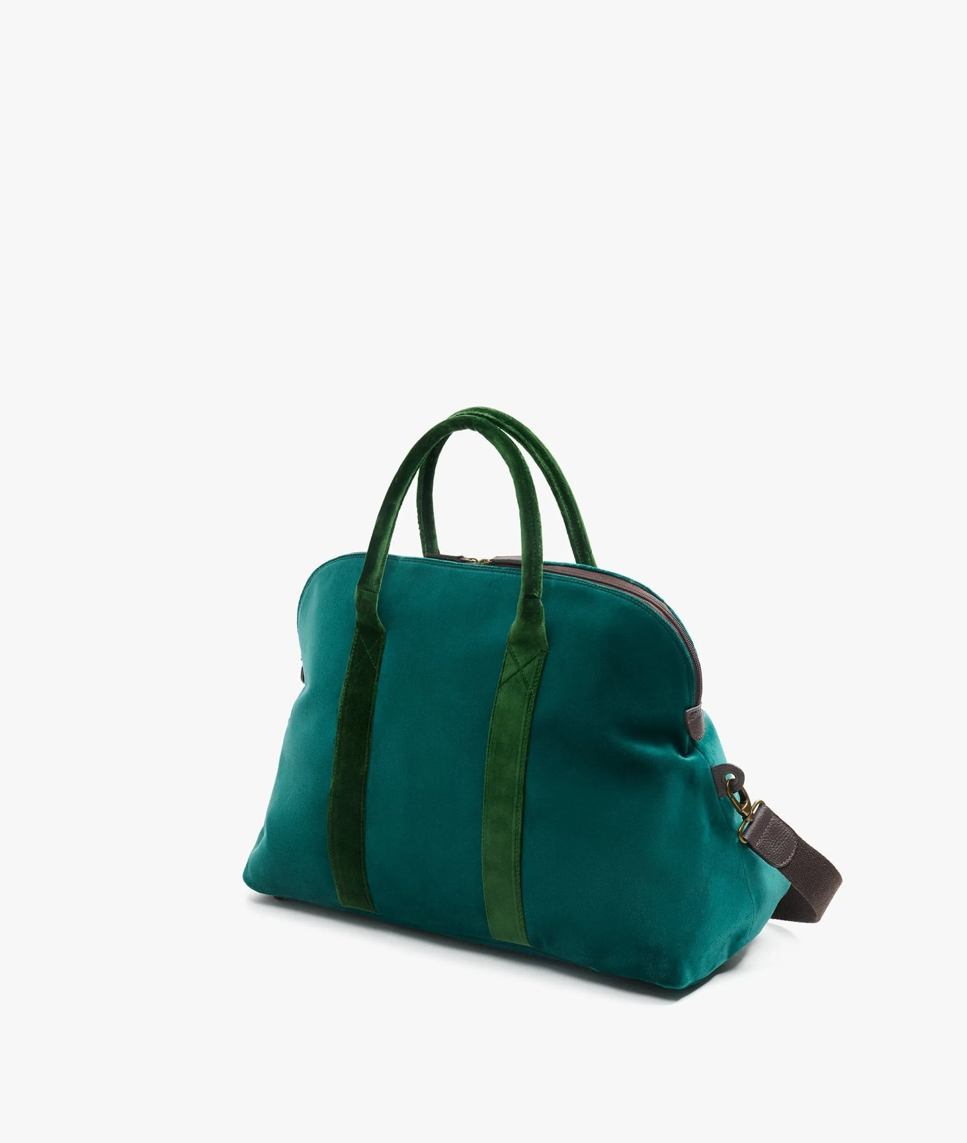 My Style Bags London Smart Twin Velvet Duffel Travel Bag in Green for Women