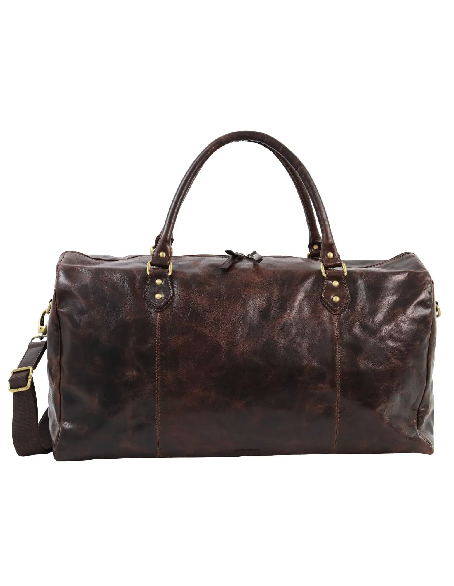 Pierre Cardin Smooth Leather Overnight Bag in Chocolate