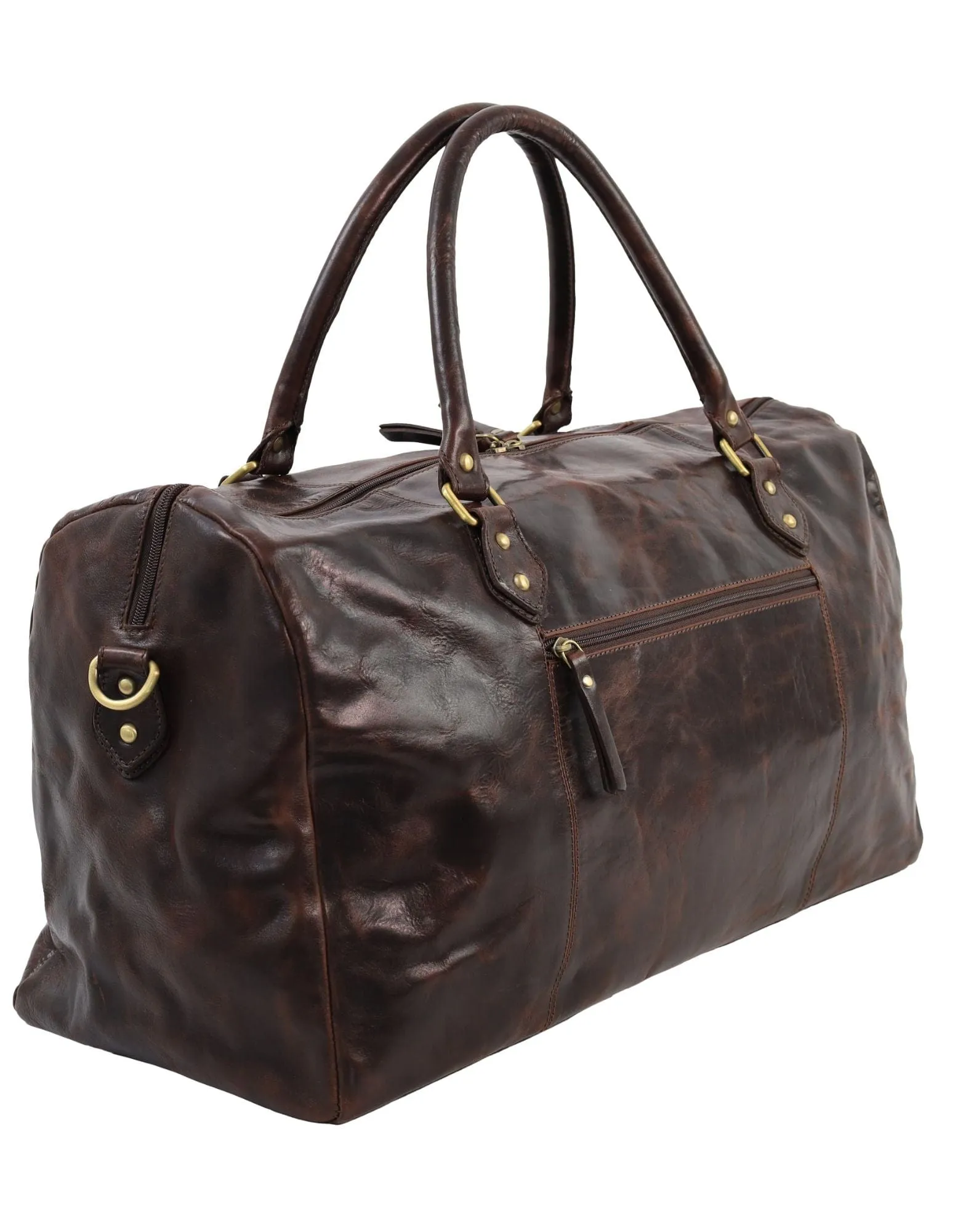 Pierre Cardin Smooth Leather Overnight Bag in Chocolate