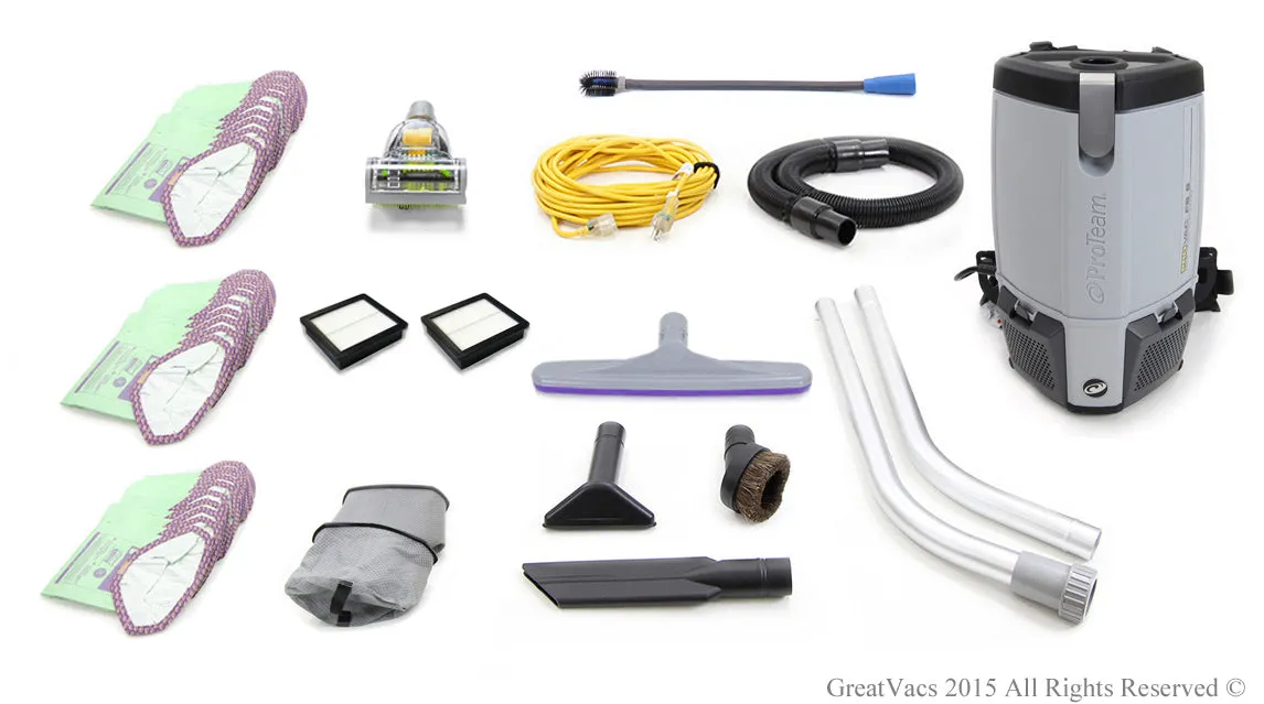 ProTeam ProVac FS6 6Qt Vac | LOADED W/ Bags, Tools & Attachments | Fits Kit #s 103224 105881 105879