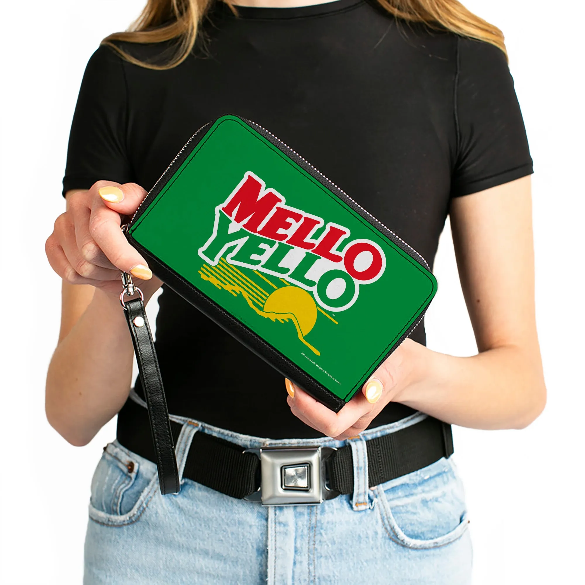 PU Zip Around Wallet Rectangle - MELLO YELLO Logo Green/White/Red/Yellow