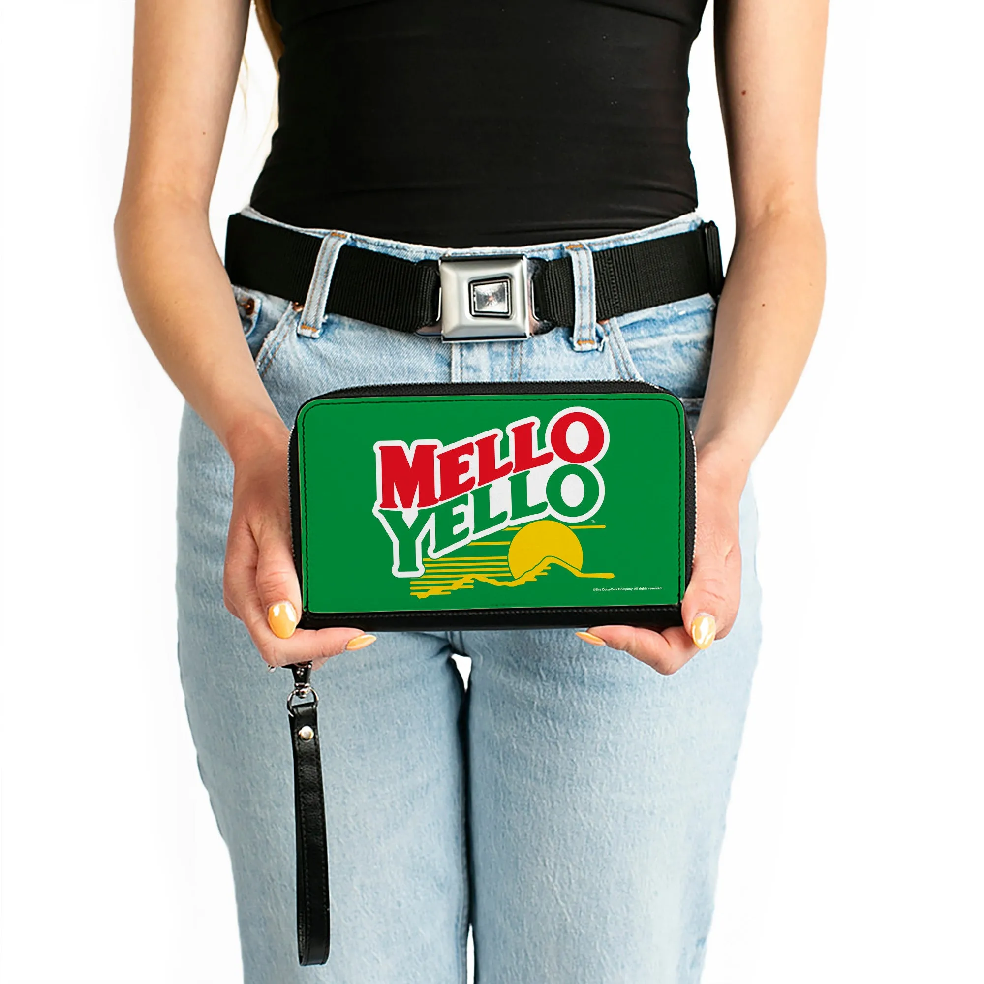 PU Zip Around Wallet Rectangle - MELLO YELLO Logo Green/White/Red/Yellow
