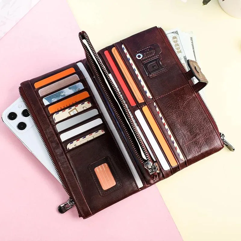 Women’s Genuine Leather RFID Blocking Large Capacity Clutch Purse