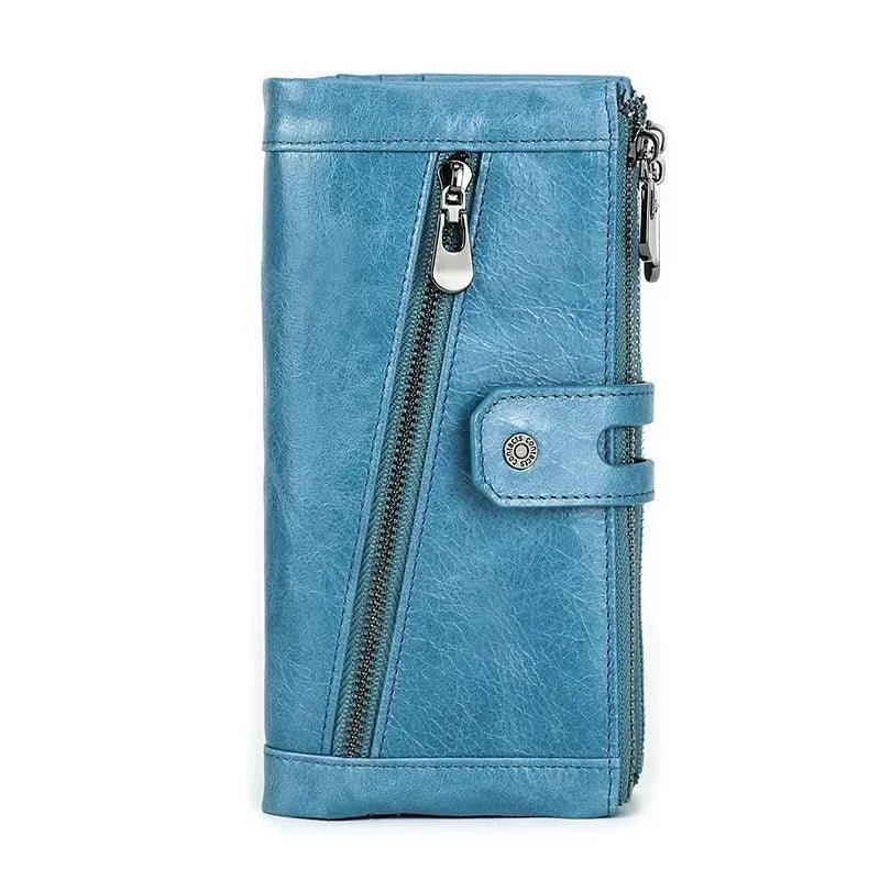 Women’s Genuine Leather RFID Blocking Large Capacity Clutch Purse