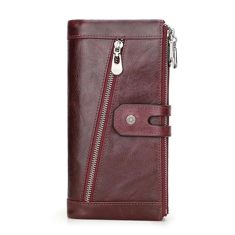 Women’s Genuine Leather RFID Blocking Large Capacity Clutch Purse