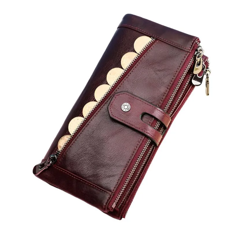 Women’s Genuine Leather RFID Blocking Large Capacity Clutch Purse