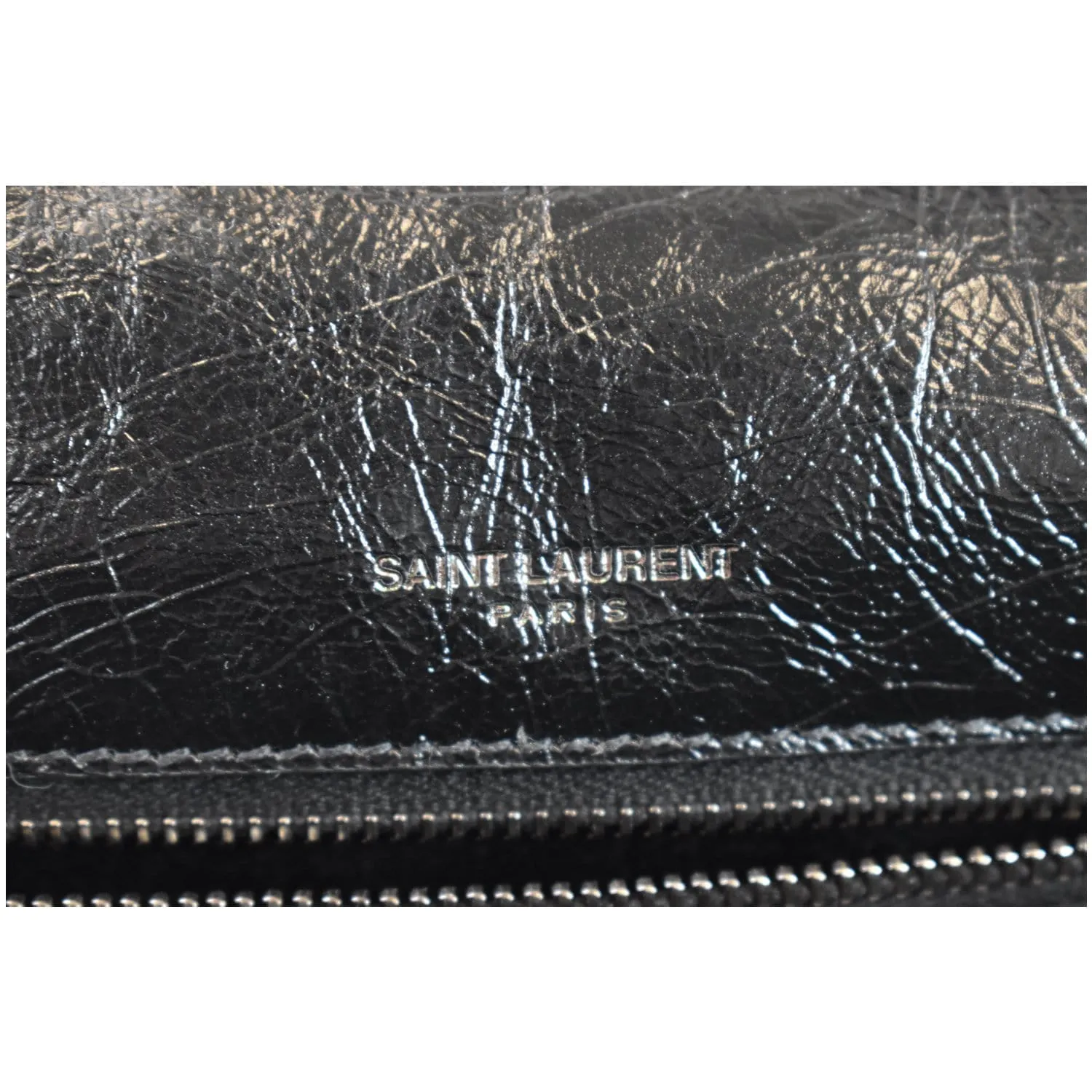 YVES SAINT LAURENT Niki Baby Crinkle Leather Crossbody Bag Black
